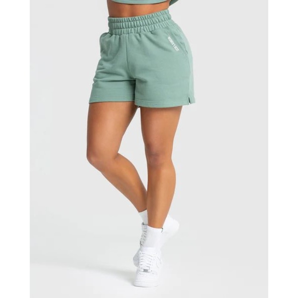 Women's Best Comfort Shorts Cotton Blend Solid Pastel Sage Green Size Medium